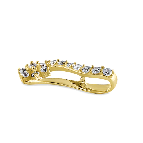 JB:OPZ076  Solid 14K Yellow Gold Flower CZ Pendant