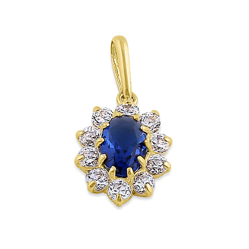 JB:OPZ079  Solid 14K Yellow Gold Oval Blue Sapph...
