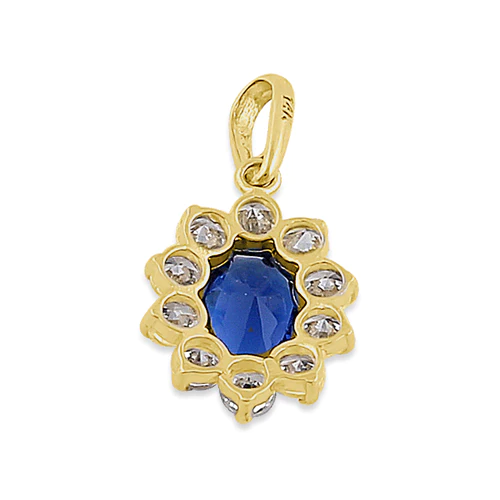 JB:OPZ079  Solid 14K Yellow Gold Oval Blue Sapph...