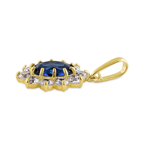 JB:OPZ079  Solid 14K Yellow Gold Oval Blue Sapph...