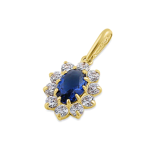JB:OPZ079  Solid 14K Yellow Gold Oval Blue Sapph...