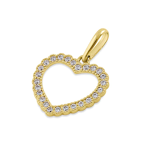JB:OPZ101 All products Solid 14K Yellow Gold Heart CZ Pendant