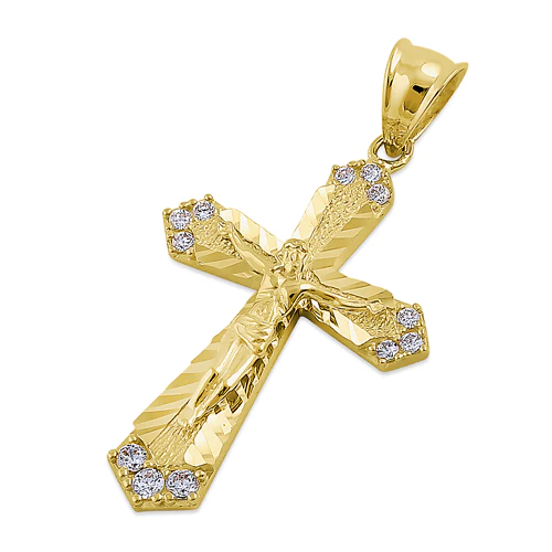 JB:OPZ108  Solid 14K Yellow Gold Jesus Christ on...