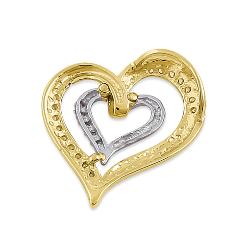 JB:OPZ111 Solid 14K Yellow with White Gold Inner Heart CZ Pendant