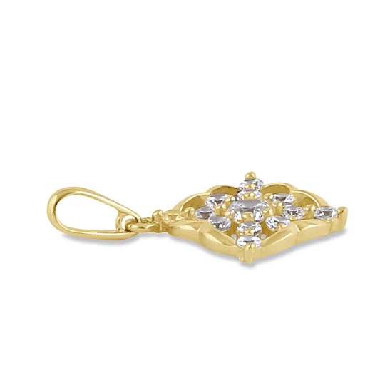 JB:OPZ123  Solid 14K Gold Floral CZ Pendant