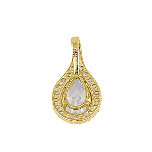 JB:OPZ131  14K Gold Clear CZ Halo Drop Pen...