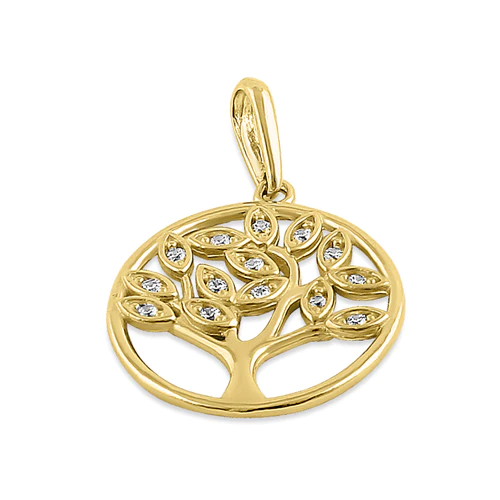 JB:OPZ145  Solid 14K Yellow Gold Plain Tree of L...