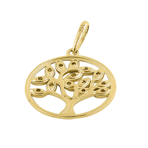 JB:OPZ145  Solid 14K Yellow Gold Plain Tree of L...