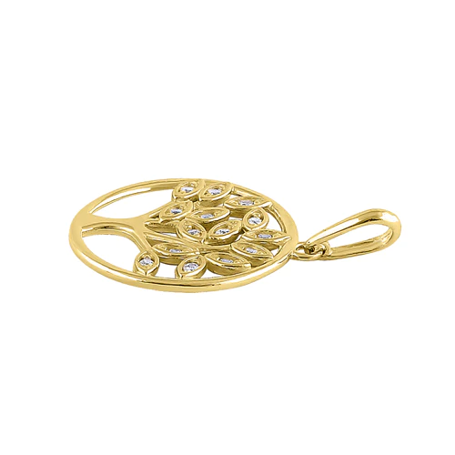 JB:OPZ145  Solid 14K Yellow Gold Plain Tree of L...