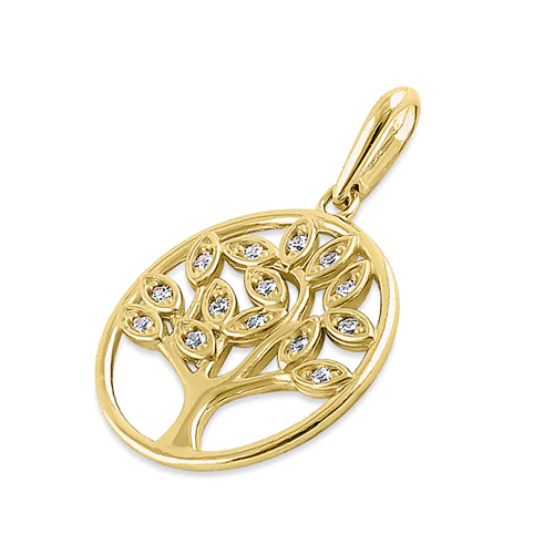 JB:OPZ145  Solid 14K Yellow Gold Plain Tree of L...