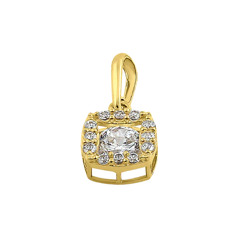 JB:OPZ175 All products Solid 14K Yellow Gold Round Halo CZ P...