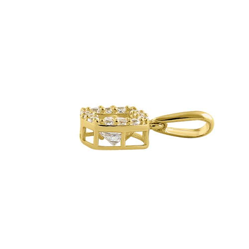 JB:OPZ175 All products Solid 14K Yellow Gold Round Halo CZ P...
