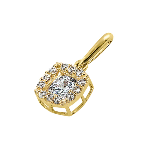 JB:OPZ175 All products Solid 14K Yellow Gold Round Halo CZ P...