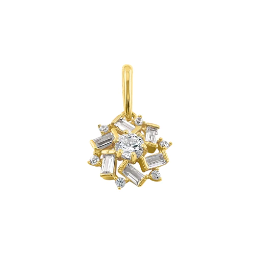 JB:OPZ184 All products Solid 14k Gold Snowflake Flower CZ Pe...