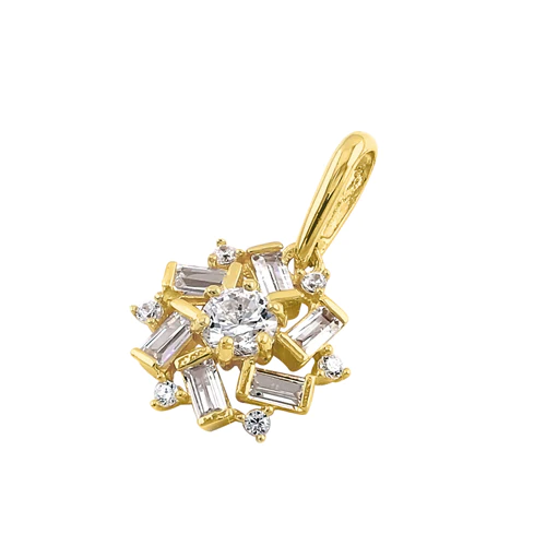 JB:OPZ184 All products Solid 14k Gold Snowflake Flower CZ Pe...