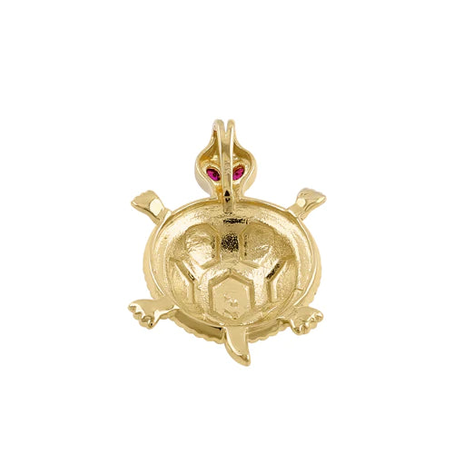 JB:OPZ200 Solid 14k Multi-Gold Turtle CZ Pendant