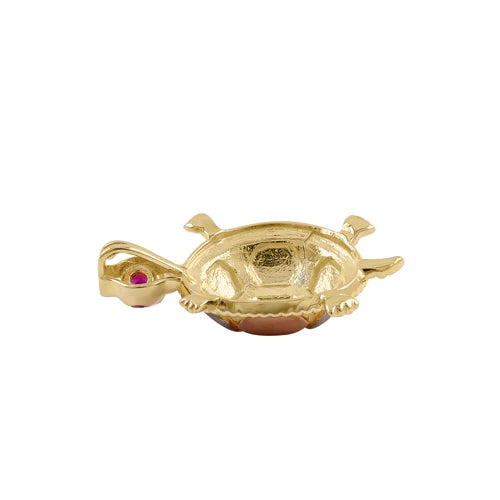 JB:OPZ200 Solid 14k Multi-Gold Turtle CZ Pendant