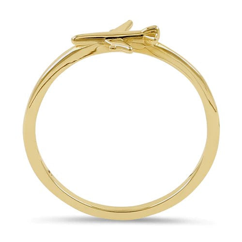 JB:ORP2268  Solid 14K Yellow Gold Airplane Ring