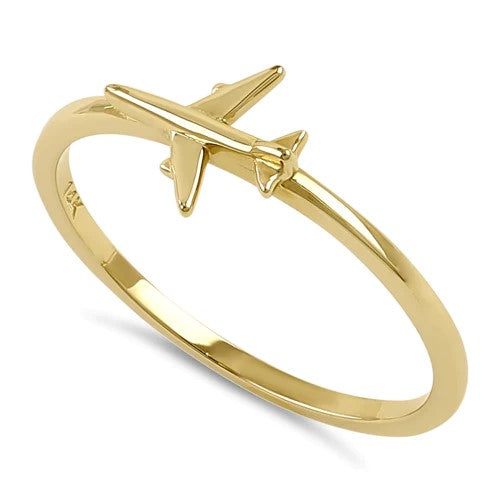 JB:ORP2268  Solid 14K Yellow Gold Airplane Ring