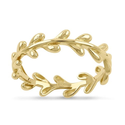 JB:ORP2272 Solid 14K Yellow Gold Elegant Leaf Ring