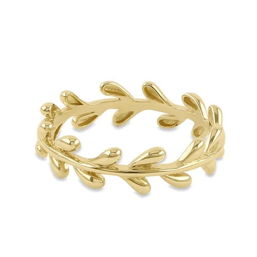JB:ORP2272 Solid 14K Yellow Gold Elegant Leaf Ring