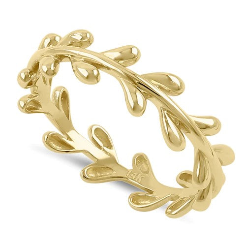 JB:ORP2272 Solid 14K Yellow Gold Elegant Leaf Ring