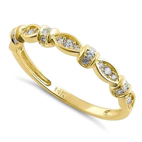 JB:ORD4076  Solid 14K Yellow Gold Half Eternity Round Marquise CZ Ring