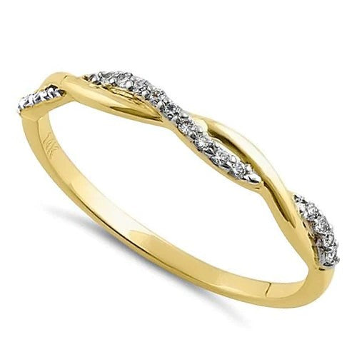 JB:ORZO49 Solid 14K Yellow Gold Free Form Clear CZ Ring