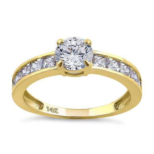 JB:ORZO25 Solid 14K Yellow Gold Round 6mm Clear CZ Engagement Ring