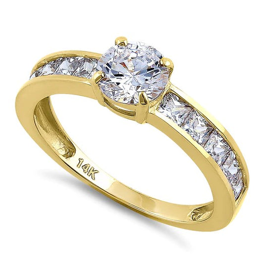 JB:ORZO25 Solid 14K Yellow Gold Round 6mm Clear CZ Engagement Ring
