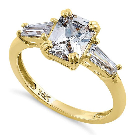 JB:ORZ144 Solid 14K Yellow Gold Radiant Cut CZ Engagement Ring