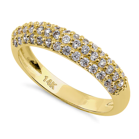 JB:ORZ154 Solid 14K Yellow Gold Pave Round CZ Cluster CZ Ring