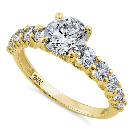 JB:ORZ164 Solid 14K Yellow Gold Regal Round CZ Ring