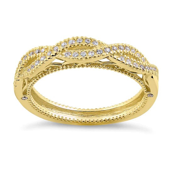 JB:ORZ166 Solid 14K Yellow Gold Classic Twist CZ Ring