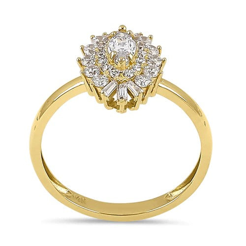 JB:ORZ227 Solid 14K Yellow Gold Elegant Marquise CZ Halo Ring