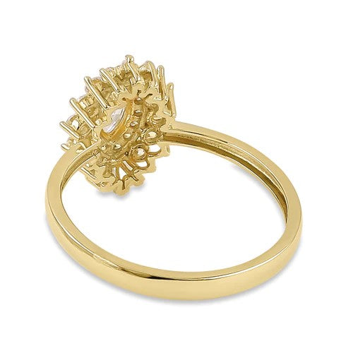 JB:ORZ227 Solid 14K Yellow Gold Elegant Marquise CZ Halo Ring