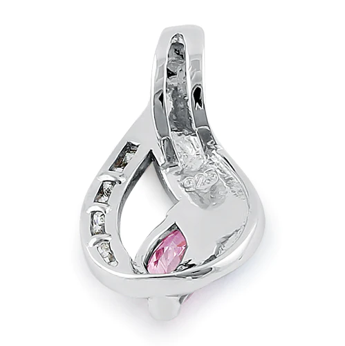 JB:SPZ364 Sterling Silver Lab Opal Marquise CZ Pendant