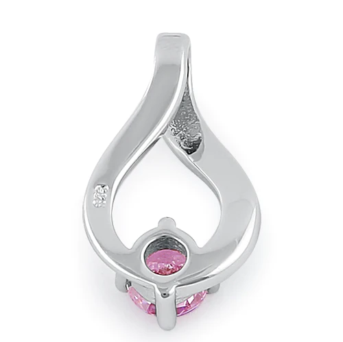 JB:SPZ368 Sterling Silver Twist Blue Lab Opal & Pink Round Cut CZ Pendant