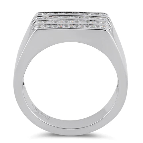 JB:SRZ6204 Sterling Silver 4 Row Clear CZ Wedding Band