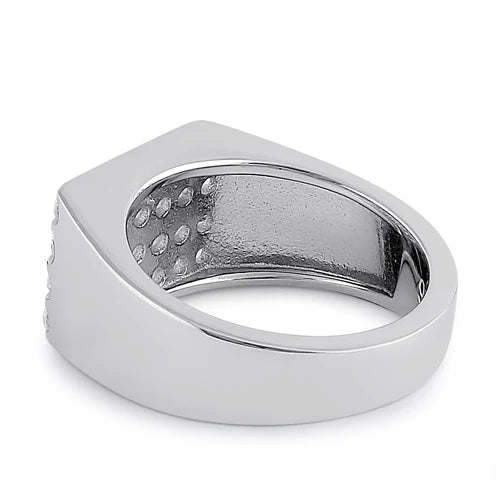 JB:SRZ6204 Sterling Silver 4 Row Clear CZ Wedding Band