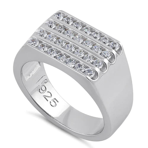 JB:SRZ6204 Sterling Silver 4 Row Clear CZ Wedding Band