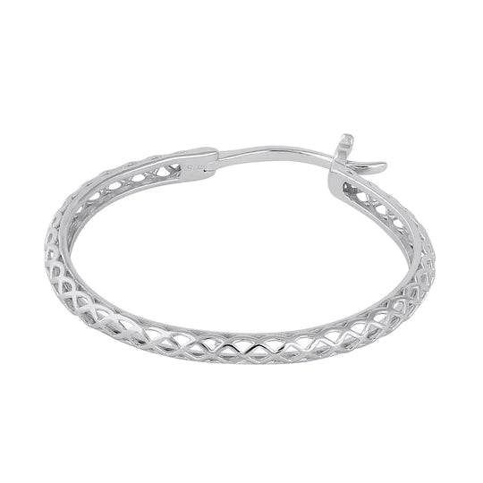 JB:SEP386 Sterling Silver 27.5mm x 2.5mm Basket Hoop Earrings