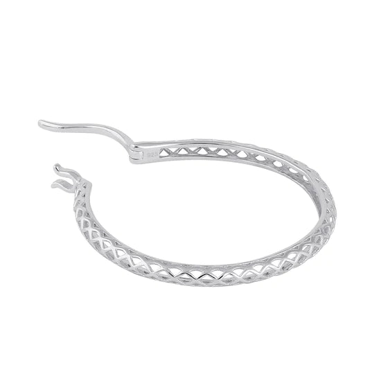 JB:SEP386 Sterling Silver 27.5mm x 2.5mm Basket Hoop Earrings
