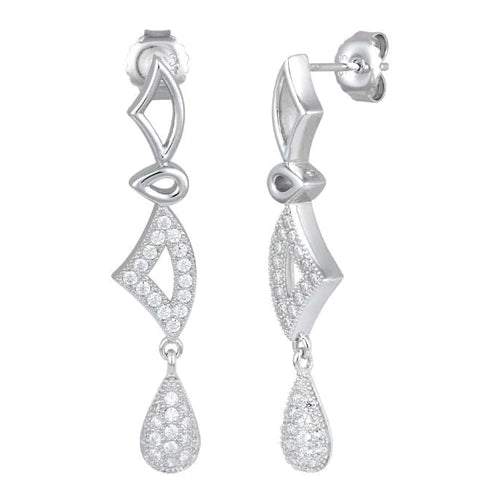 JB:SEZ655 All products Sterling Silver Triangle Drop CZ Dang...