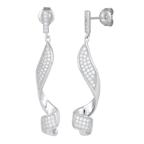 JB:SEZ662 Sterling Silver Lory Swirl CZ Dangle ..