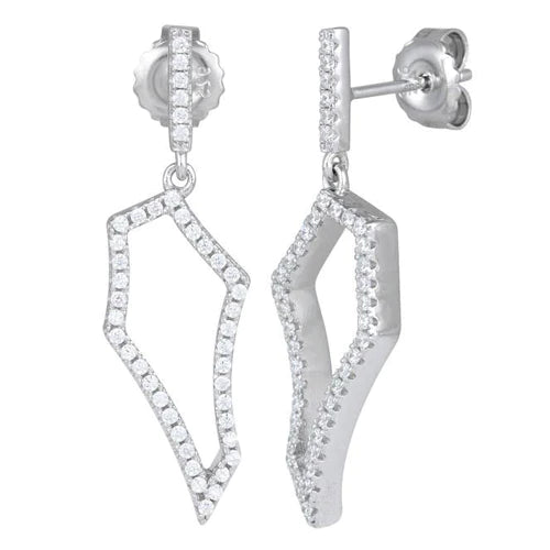 JB:SEZ663 Sterling Silver Abstract CZ Dangle Ea...
