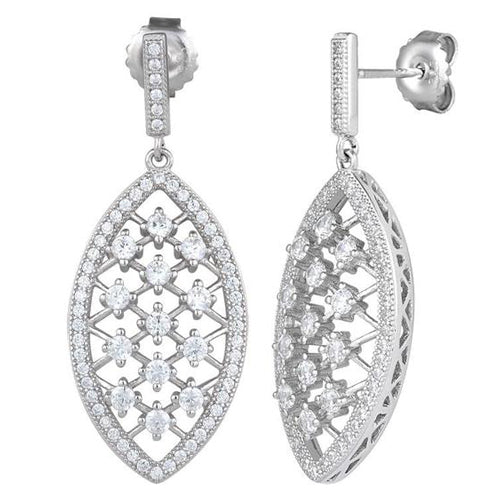 JB:SEZ681 All products Sterling Silver Marquise CZ Dangle Ea...