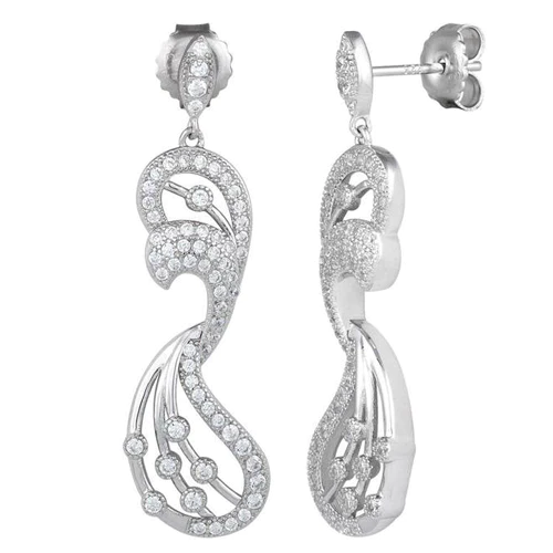 JB:SEZ688      All products     Sterling Silver Pave Abstract CZ Dang...