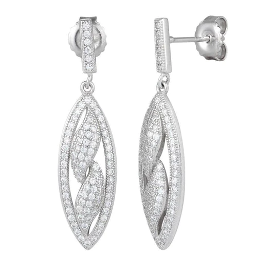 JB:SEZ693 All products Sterling Silver Pave Flames CZ Dangle...