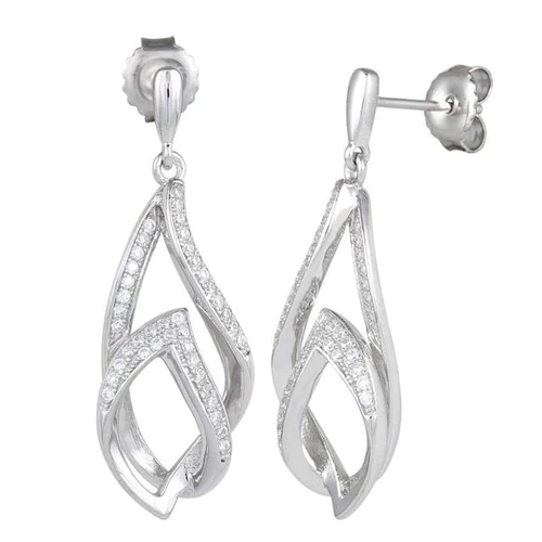 JB:SEZ694 All products Sterling Silver Flames CZ Dangle Earr...